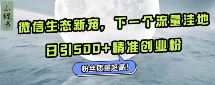 微信生态新宠小绿书：下一个流量洼地，日引500+精准创业粉，粉丝质量超高-副业城