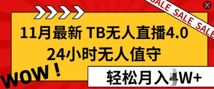 【11月最新TB-无人直播4.0】，24小时无人值守，打造日不落直播间，轻松月入过W-副业城