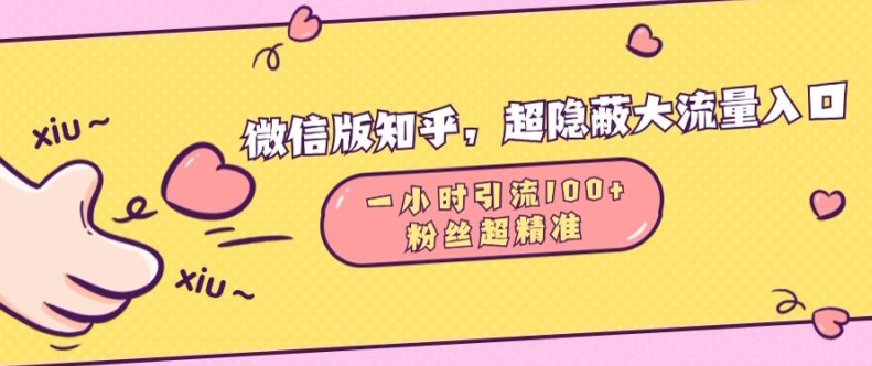 微信版知乎，超隐蔽流量入口1小时引流100人，粉丝质量超高【揭秘】-副业城