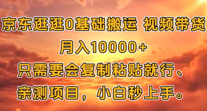 京东逛逛0基础搬运视频带货【赚佣金】月入1w-副业城