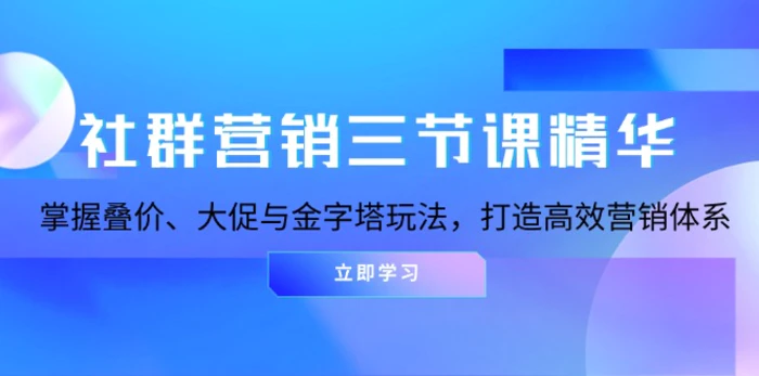 （13431期）社群营销三节课精华：掌握叠价、大促与金字塔玩法，打造高效营销体系-副业城