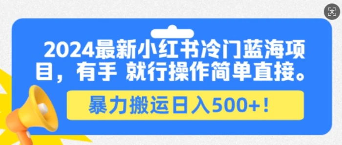 2024最新小红书冷门蓝海项目，有手就行操作简单直接，暴力搬运日入500+-副业城