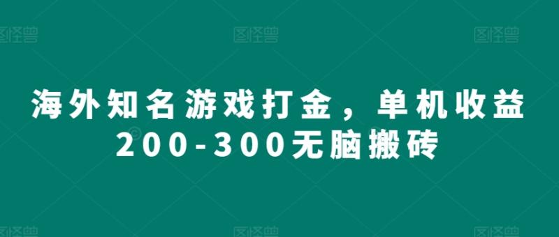 海外知名游戏打金，单机收益200-300无脑搬砖-副业城