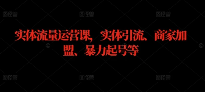 实体流量运营课，实体引流、商家加盟、暴力起号等-副业城