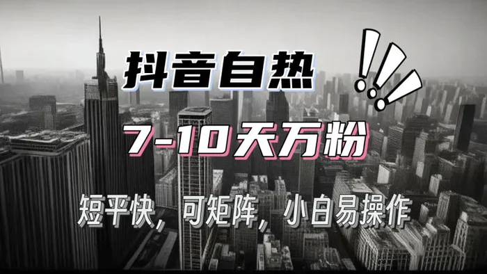 （13454期）抖音自热涨粉3天千粉，7天万粉，操作简单，轻松上手，可矩阵放大-副业城