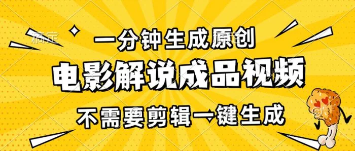 （13467期）一分钟生成原创电影解说成品视频，不需要剪辑一键生成，日入3000+-副业城