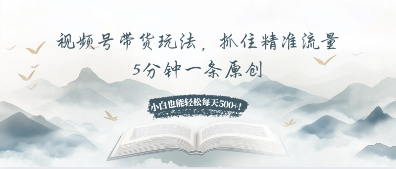 （13492期）视频号带货玩法，抓住精准流量，5分钟一条原创，小白也能轻松每天500+！-副业城