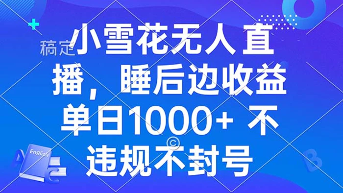 （13491期）小雪花无人直播 睡后收益单日1000+ 零粉丝新号开播 不违规 看完就会-副业城