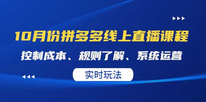 （4140期）某收费10月份拼多多线上直播课： 控制成本、规则了解、系统运营。实时玩法-副业网