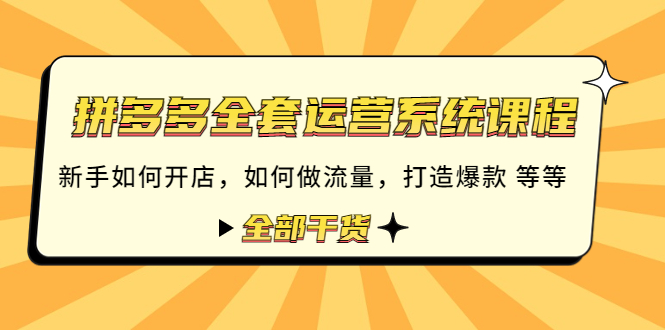 （4430期）拼多多全套运营系统课程：新手如何开店 如何做流量 打造爆款 等等 全部干货-副业网