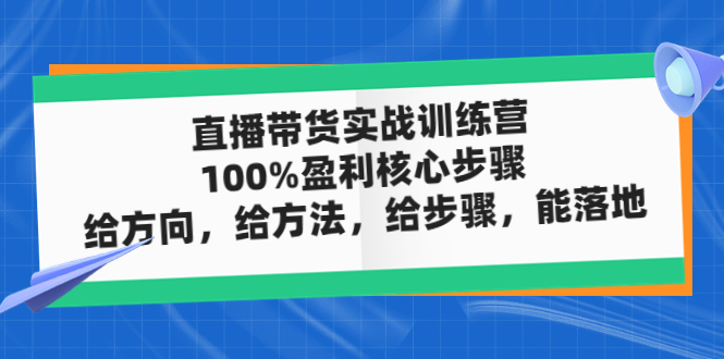（4785期）直播带货实战训练营：100%盈利核心步骤，给方向，给方法，给步骤，能落地-副业网