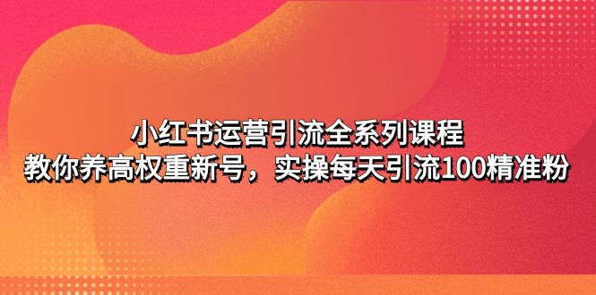 （4950期）小红书运营引流全系列课程：教你养高权重新号，实操每天引流100精准粉-副业网