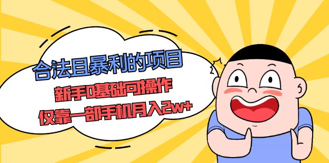（5255期）合法且暴利的项目，新手0基础可操作，仅靠一部手机月入2w+-副业网