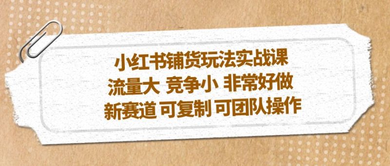 （5291期）小红书铺货玩法实战课，流量大 竞争小 非常好做 新赛道 可复制 可团队操作-副业网