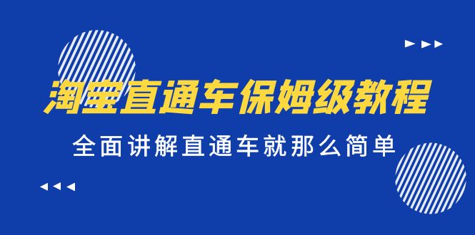 （5328期）淘宝直通车保姆级教程，全面讲解直通车就那么简单！-副业网