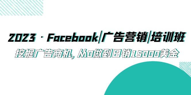 (5583期)2023·Facebook|广告营销|培训班,挖掘广告商机,从0做到日销15000美金-副业网