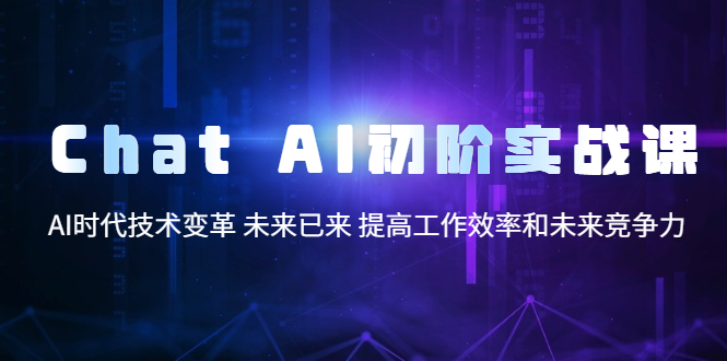 （5610期）Chat AI初阶实战课，AI时代技术变革 未来已来 提高工作效率和未来竞争力-副业网