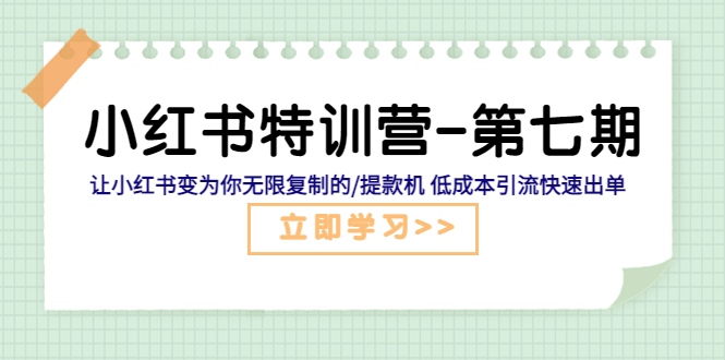 （5608期）小红书特训营-第七期 让小红书变为你无限复制的/提款机 低成本引流快速出单-副业网