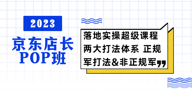 （5699期）2023京东店长·POP班 落地实操超级课程 两大打法体系 正规军&非正规军-副业网