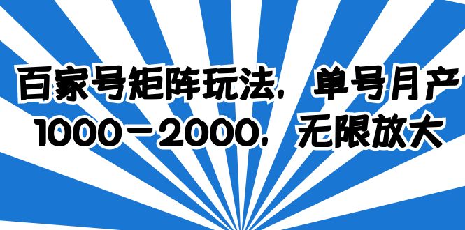 （6345期）百家号矩阵玩法，单号月产1000-2000，无限放大-副业网
