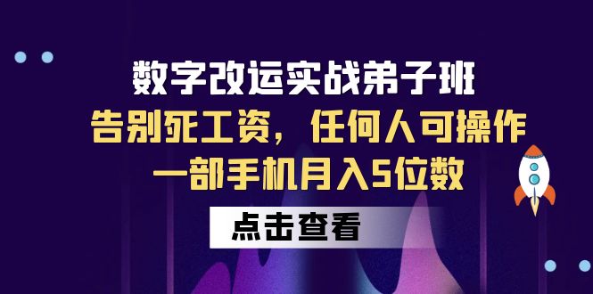 （6350期）数字 改运实战弟子班：告别死工资，任何人可操作，一部手机月入5位数-副业网