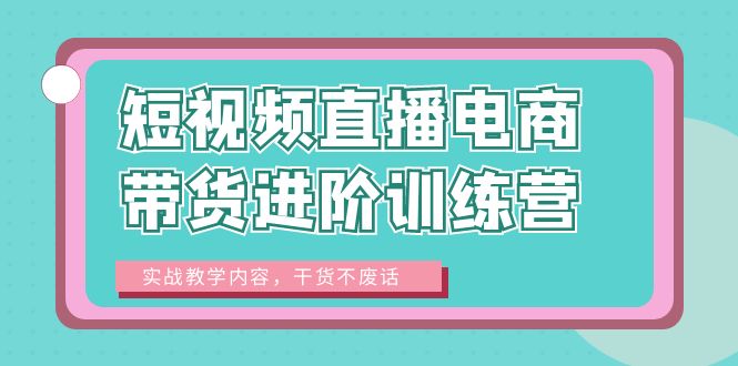 （6401期）短视频直播电商带货进阶训练营：实战教学内容，干货不废话！-副业网