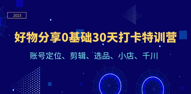 （6419期）好物分享0基础30天打卡特训营：账号定位、剪辑、选品、小店、千川-副业网