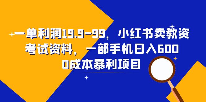（6495期）一单利润19.9-99，小红书卖教资考试资料，一部手机日入600（教程+资料）-副业网