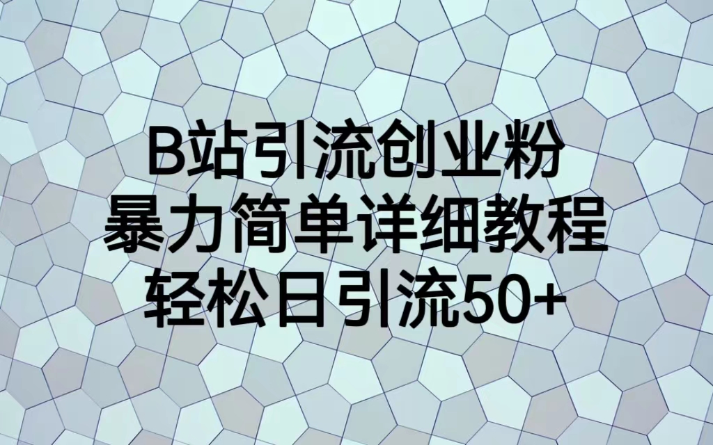 图片[1]-（6639期）B站引流创业粉，暴力简单详细教程，轻松日引流50+-副业网