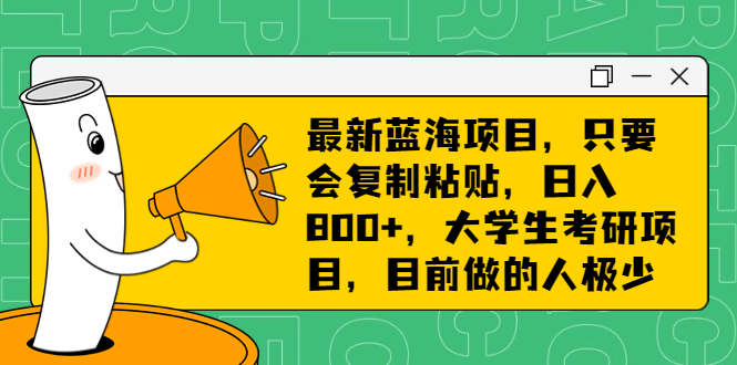 （6780期）最新蓝海项目，只要会复制粘贴，日入800+，大学生考研项目，目前做的人极少-副业网