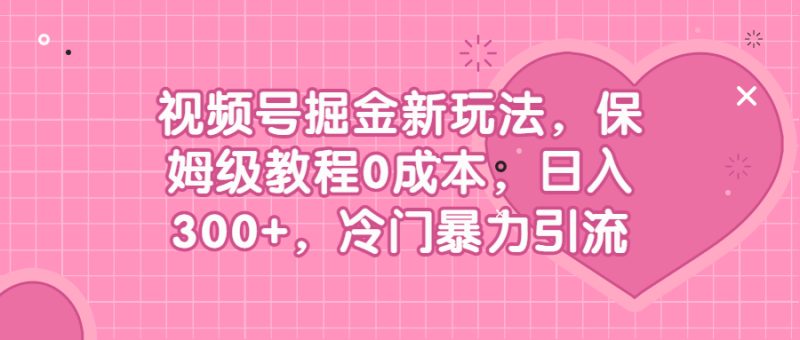 （6802期）视频号掘金新玩法，保姆级教程0成本，日入300+，冷门暴力引流-副业网