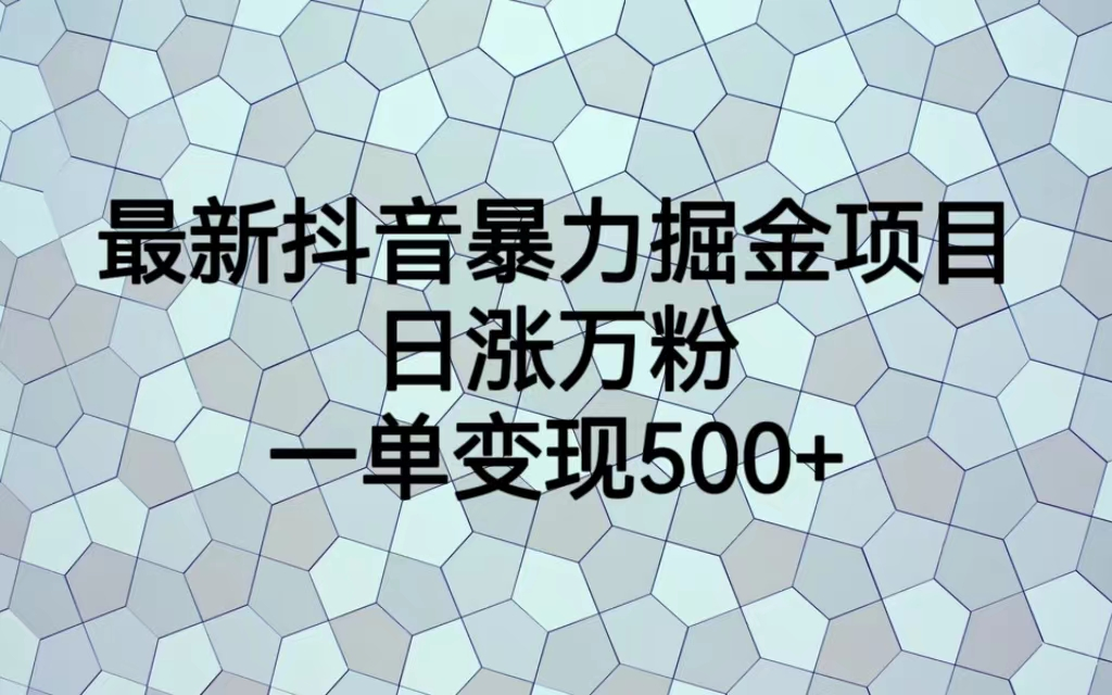 图片[1]-（7100期）最火热的抖音暴力掘金项目，日涨万粉，多种变现方式，一单变现可达500+-副业网