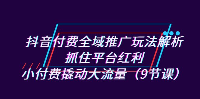 （7160期）抖音付费全域推广玩法解析：抓住平台红利，小付费撬动大流量（9节课）-副业网