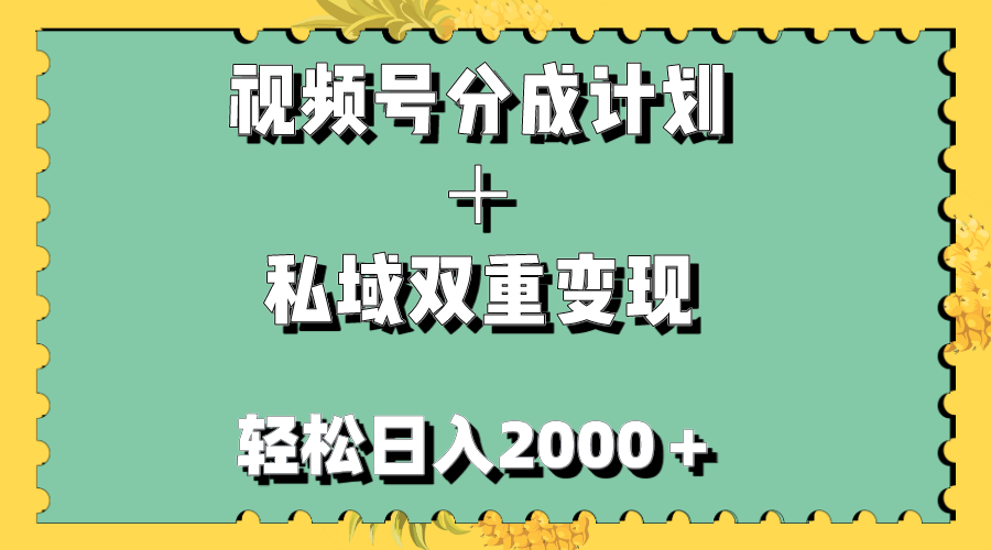 图片[1]-（7842期）视频号分成计划＋私域双重变现，轻松日入1000＋，无任何门槛，小白轻松上手-副业网
