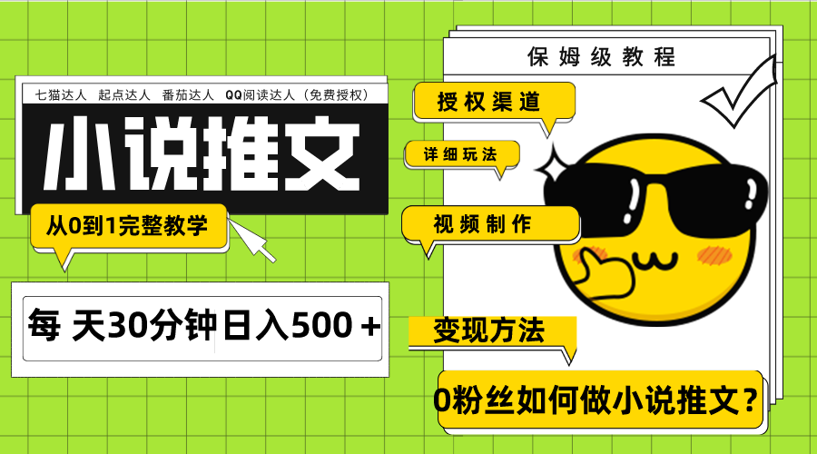 图片[1]-（7912期）Ai小说推文每天20分钟日入500＋授权渠道 引流变现 从0到1完整教学（7节课）-副业网