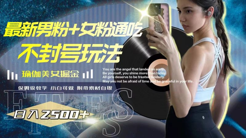 （7895期）最新男粉+女粉通吃不封号玩法瑜伽美女掘金，日入2500+-副业网
