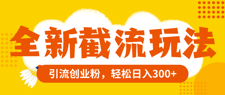 图片[1]-（8025期）全新截流玩法，精准引流创业粉，轻松日入300+-副业网