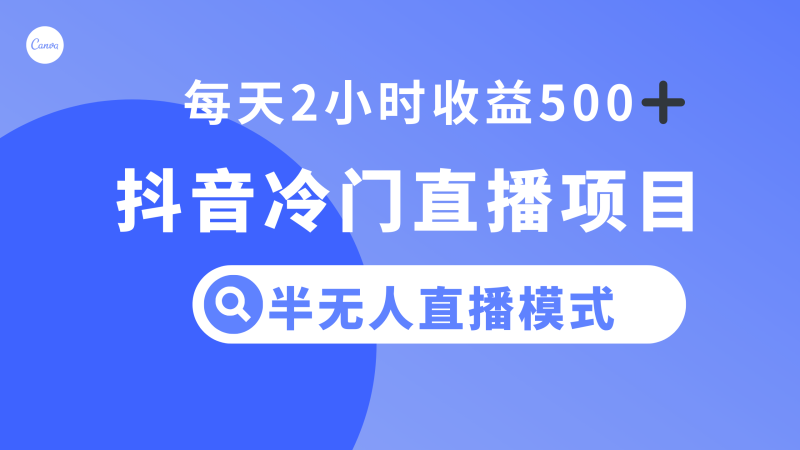 （8053期）抖音冷门直播项目，半无人模式，每天2小时收益500+-副业网