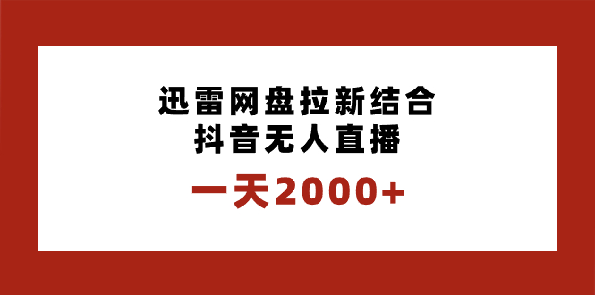 （8551期）一天2000+迅雷网盘拉新结合抖音无人直播，独创玩法保姆级教学-副业网
