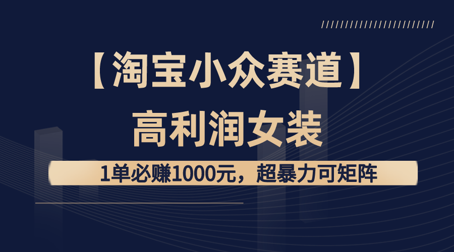 图片[1]-（8608期）【淘宝小众赛道】高利润女装：1单必赚1000元，超暴力可矩阵-副业网