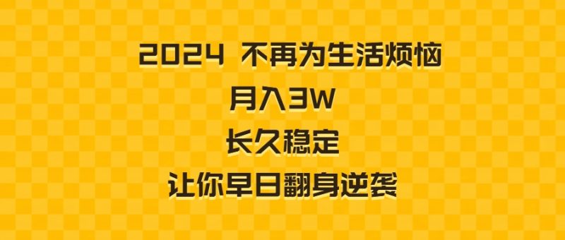 （8757期）2024不再为生活烦恼 月入3W 长久稳定 让你早日翻身逆袭-副业网