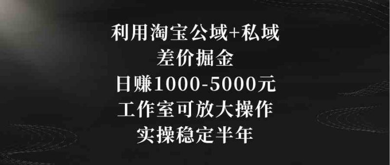 （8952期）利用淘宝公域+私域差价掘金，日赚1000-5000元，工作室可放大操作，实操…-副业网