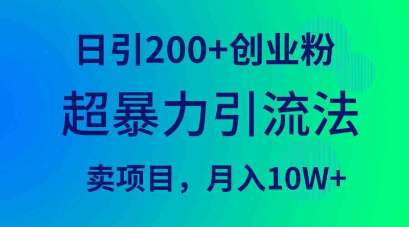 （9654期）超暴力引流法，日引200+创业粉，卖项目月入10W+-副业网