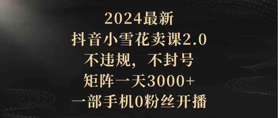 图片[1]-（9639期）2024最新抖音小雪花卖课2.0 不违规 不封号 矩阵一天3000+一部手机0粉丝开播-副业网