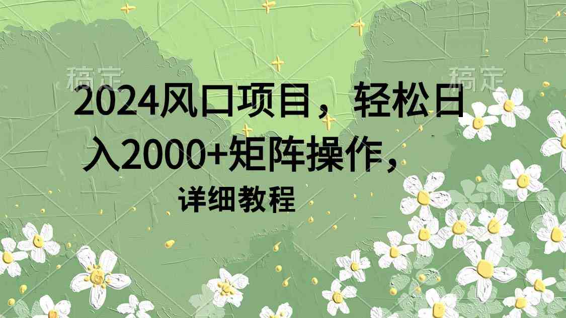 图片[1]-（9652期）2024风口项目，轻松日入2000+矩阵操作，详细教程-副业网