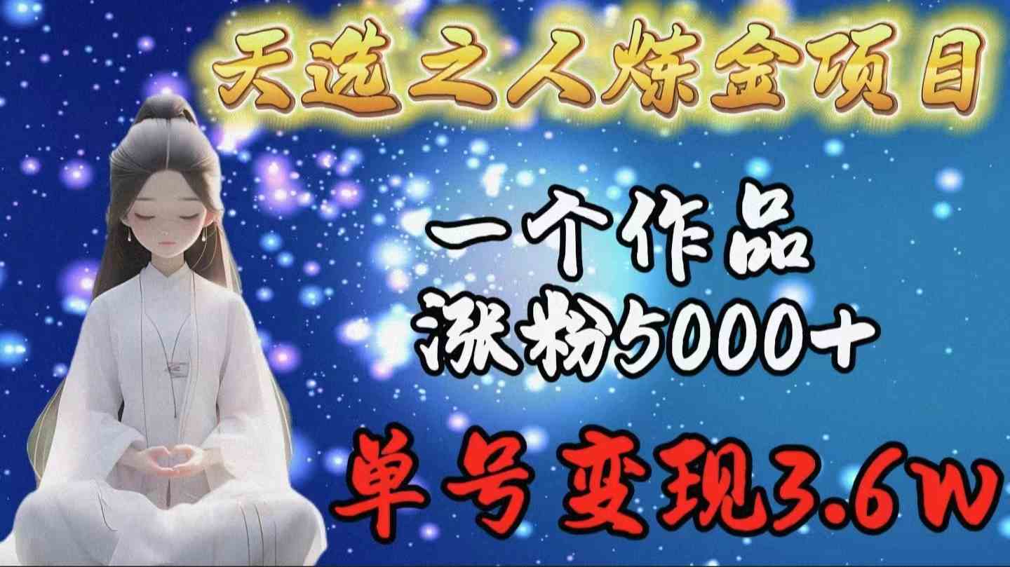 图片[1]-（9693期）天选之人炼金项目，一个作品涨粉5000+，单号变现3.6w-副业网