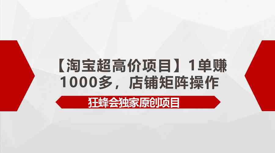 图片[1]-（9849期）【淘宝超高价项目】1单赚1000多，店铺矩阵操作-副业网