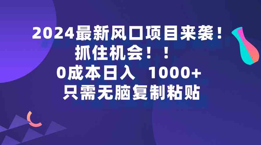 图片[1]-（9899期）2024最新风口项目来袭，抓住机会，0成本一部手机日入1000+，只需无脑复…-副业网