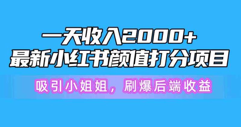 （10187期）一天收入2000+，最新小红书颜值打分项目，吸引小姐姐，刷爆后端收益-副业网