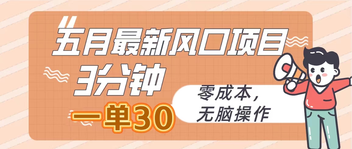 图片[1]-（10256期）五月最新风口项目，3分钟一单30，零成本，无脑操作-副业网